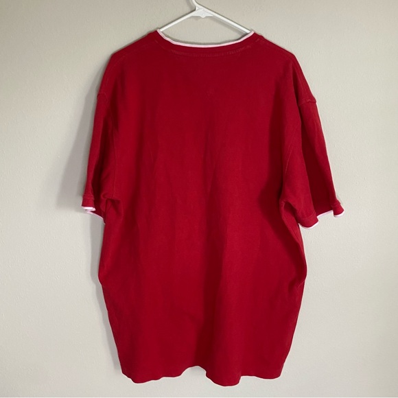 Men’s Tommy Hilfiger 100% Cotton Red V Neck Short Sleeve Shirt - Picture 5 of 8